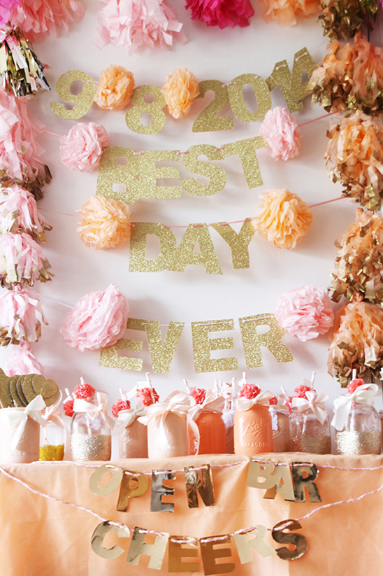 best day ever banner and mason jar drink glasses