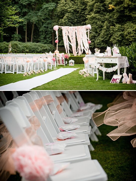 pink and white outdoor wedding
