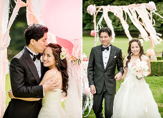 sweet pink and white wedding ceremony