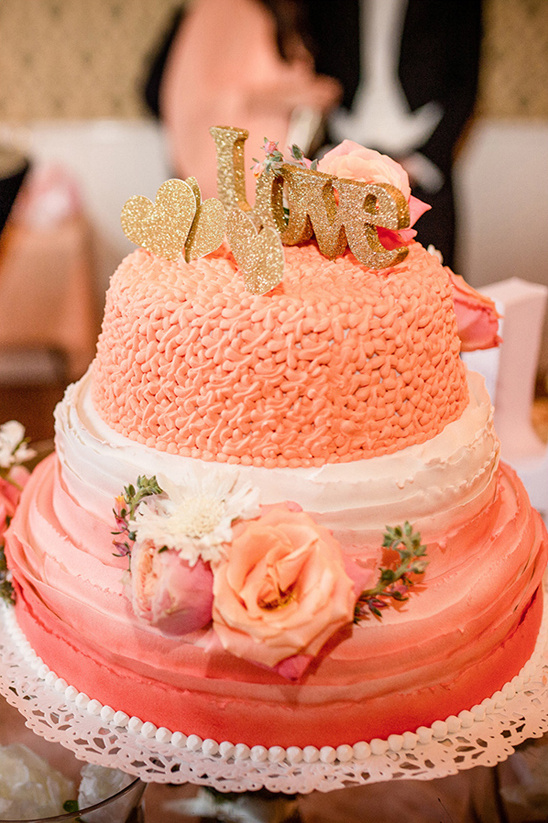 peach ombre wedding cake