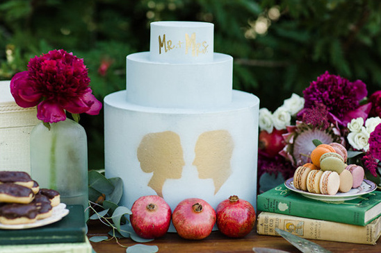 mr and mrs silhouette wedding cake