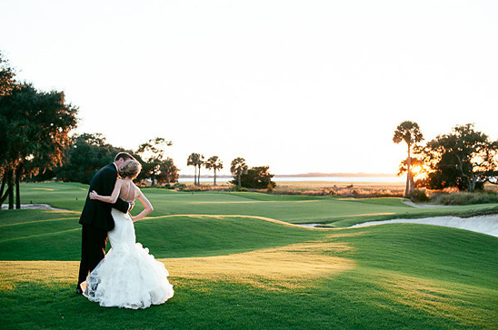 sunset golf course wedding