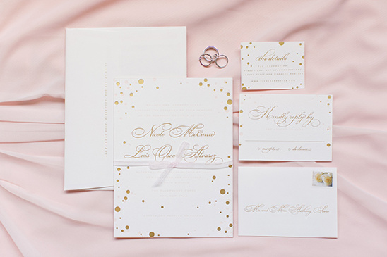 gold dot wedding stationery