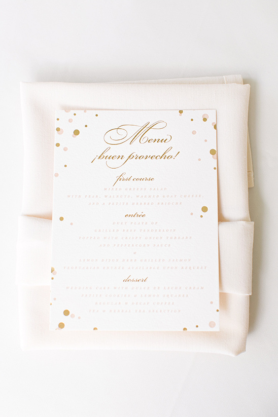 gold and pink dotted stationery