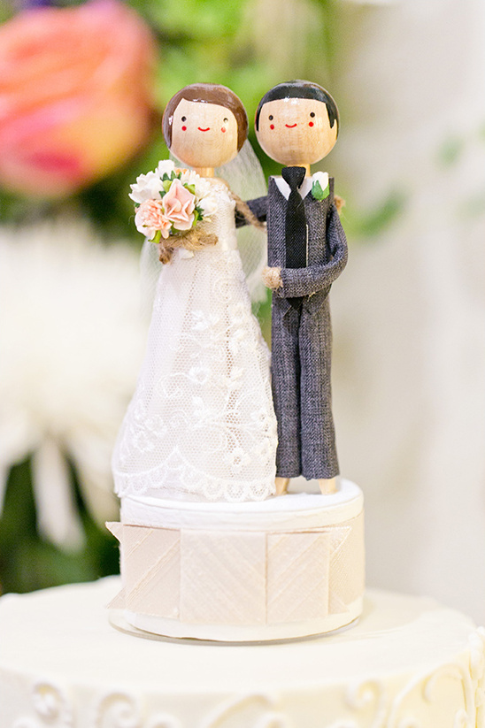 wooden bride and groom figurines cake topper