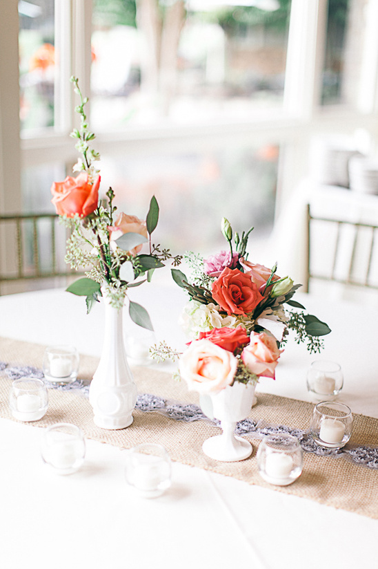 Elegant wedding table setting with flowers and candles