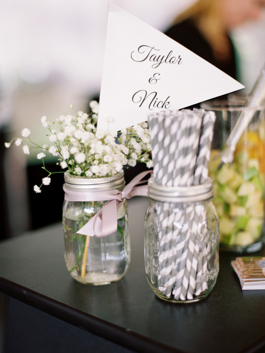 wedding pennent with fun striped straws