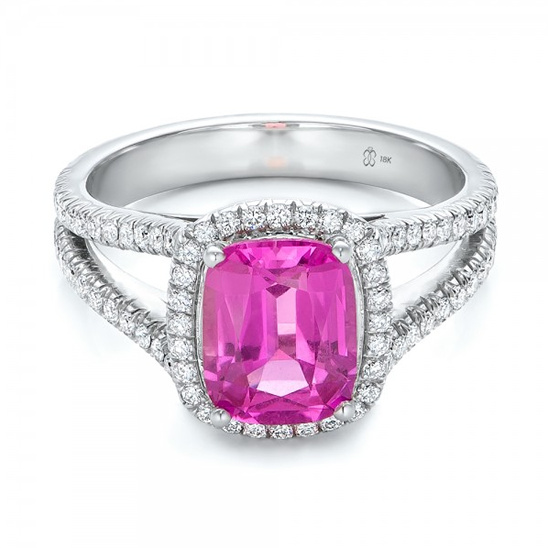 Pink sapphire engagement ring