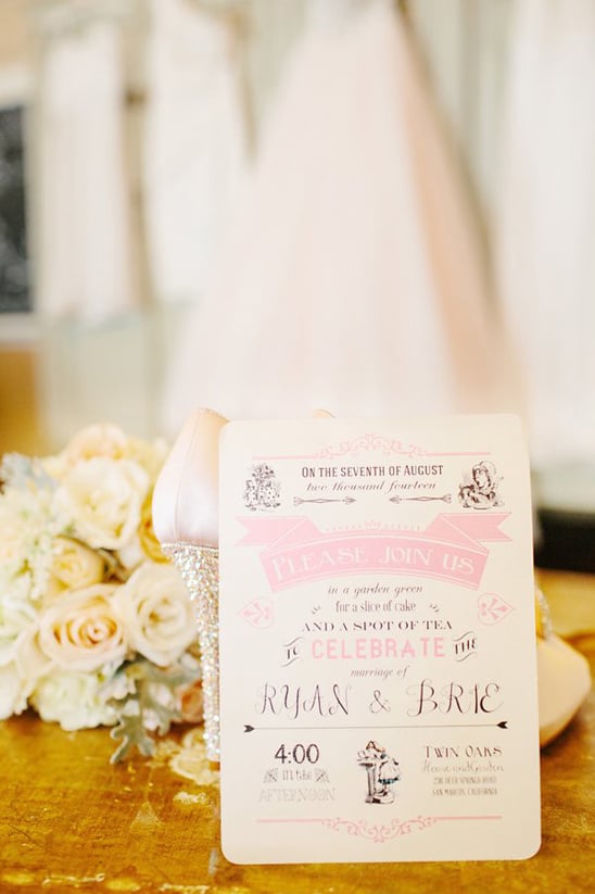 vintage pink wedding invitation