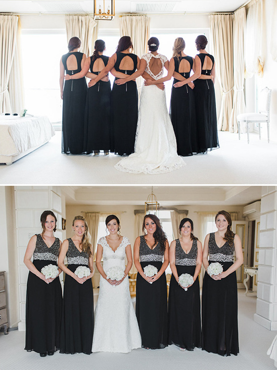 floor length black bridesmaid dresses