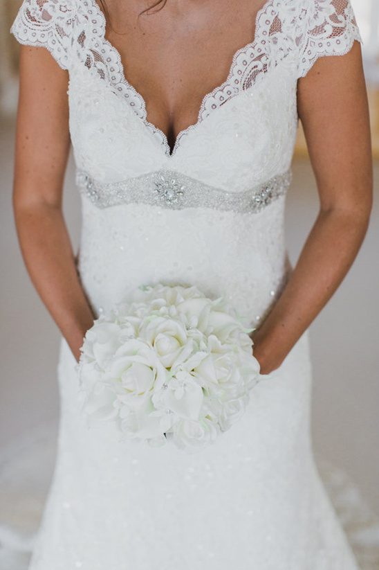 Augusta Jones dress and white bouquet