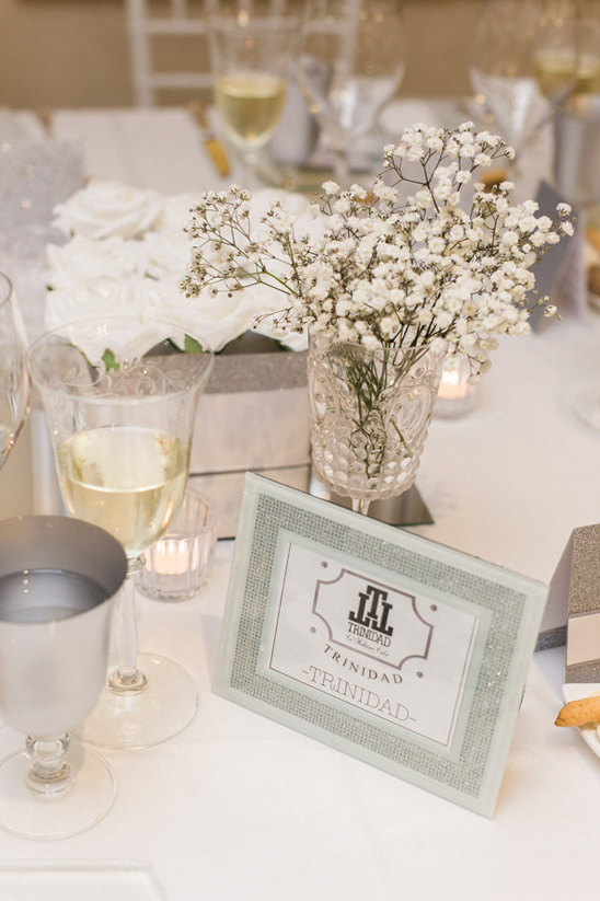 white and silver table decor