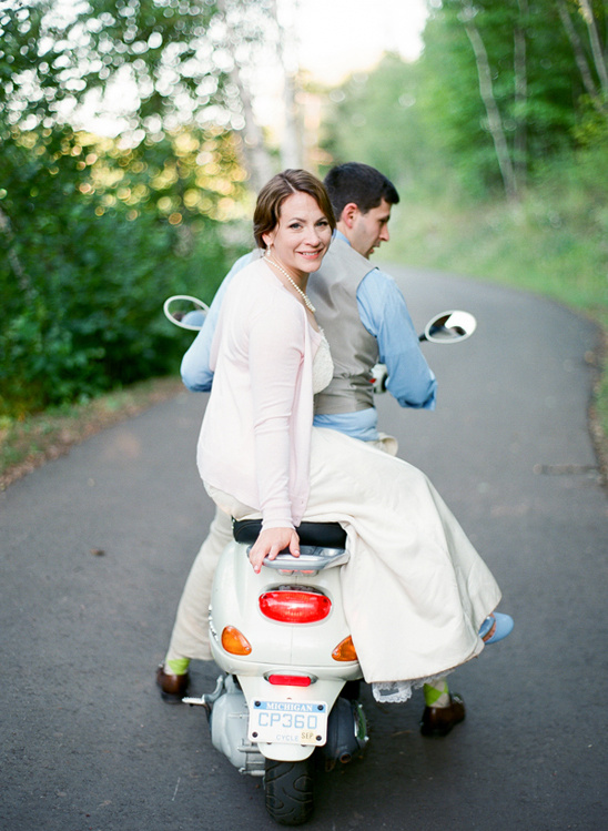 scoot away on a wedding moped