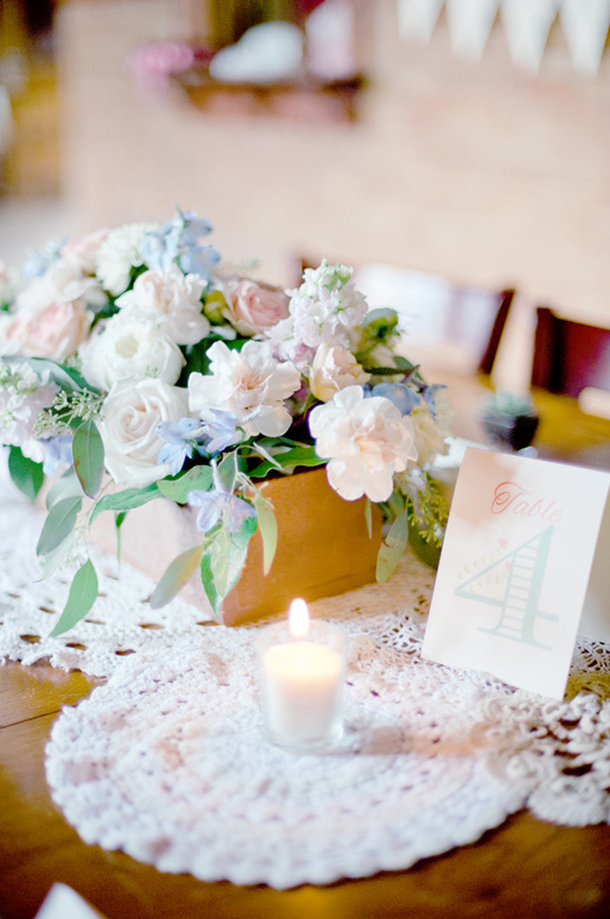 tea party styled reception tables