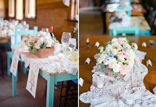 sweetheart table with wedding chicks signs
