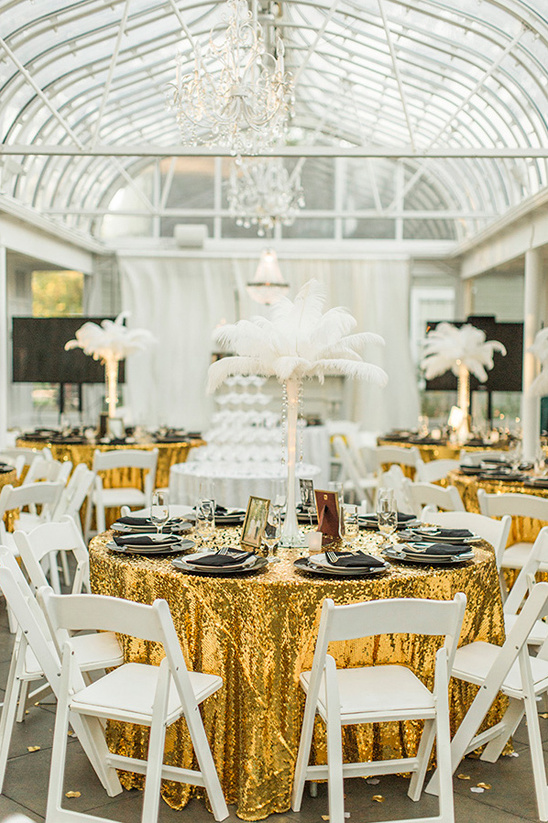 glamorous Gatsby styled reception in gold and black @weddingchicks