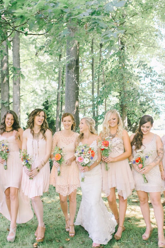 assorted champagne colored bridesmaid dresses @weddingchicks