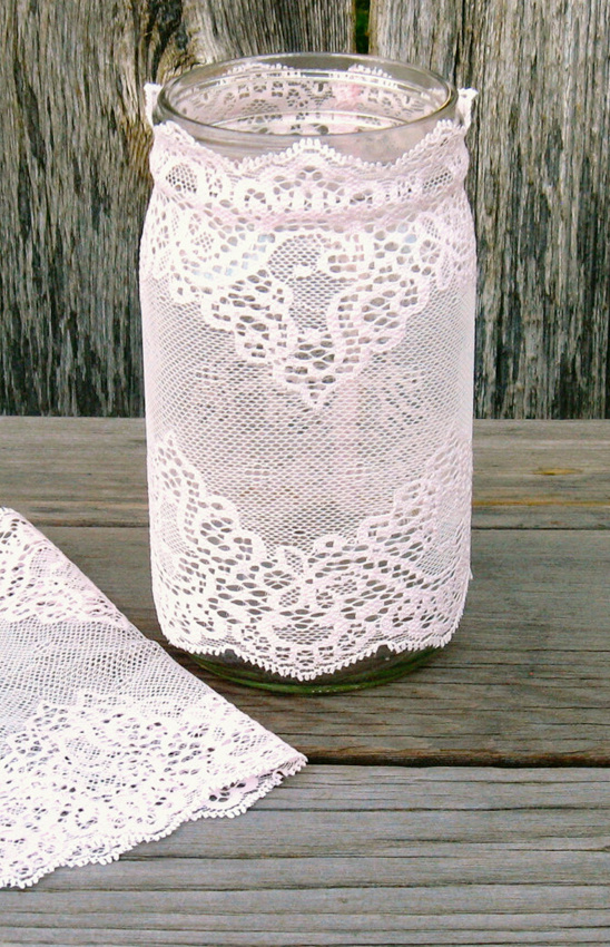 lace mason jars @weddingchicks