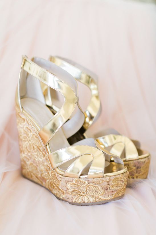 gold wedge wedding shoes