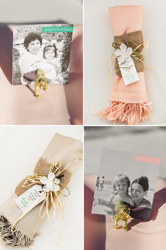 photo place cards and wedding favor blanket @weddingchicks