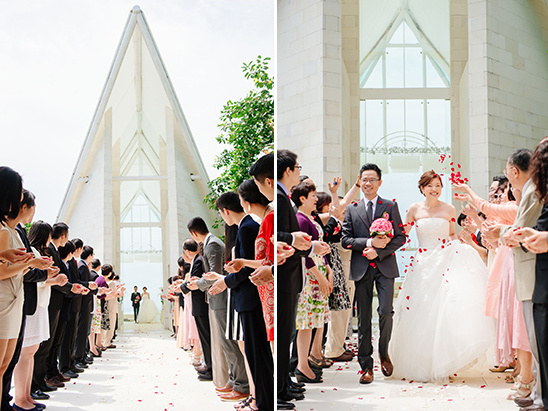 newlyweds flower petal exit @weddingchicks
