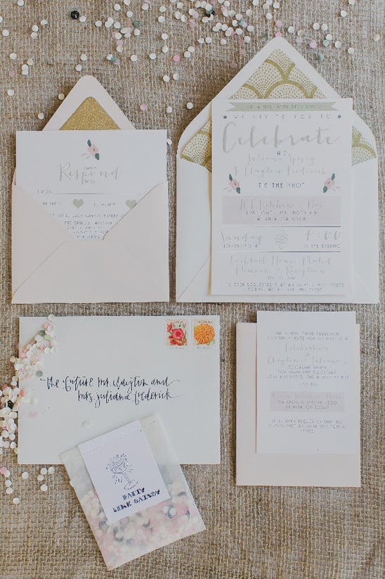 cute custom wedding invitations by Yellow Door @weddingchicks