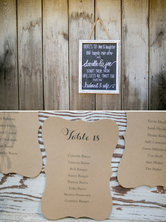 chalkboard wedding sign and brown paper seating assignments @weddingchicks