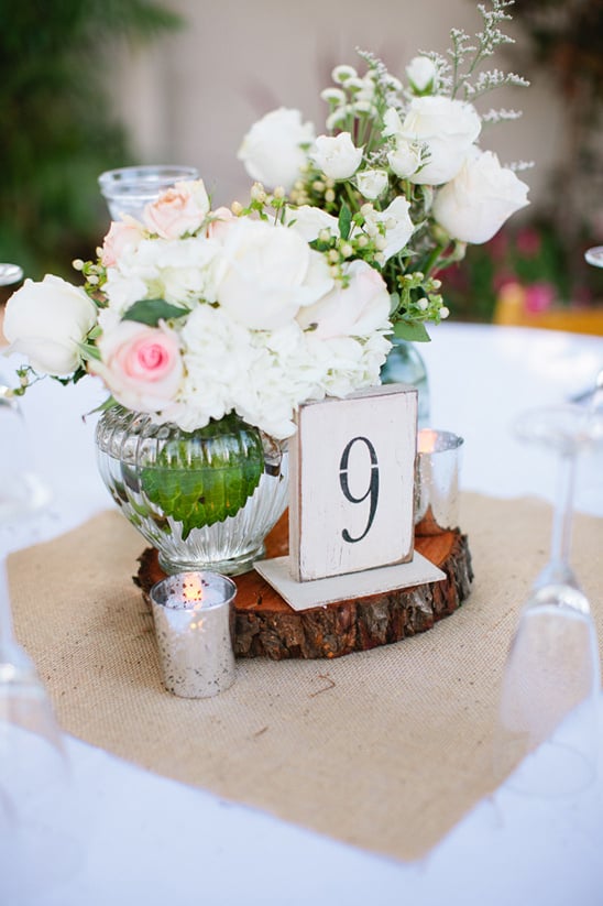 floralc enterpiece and table number