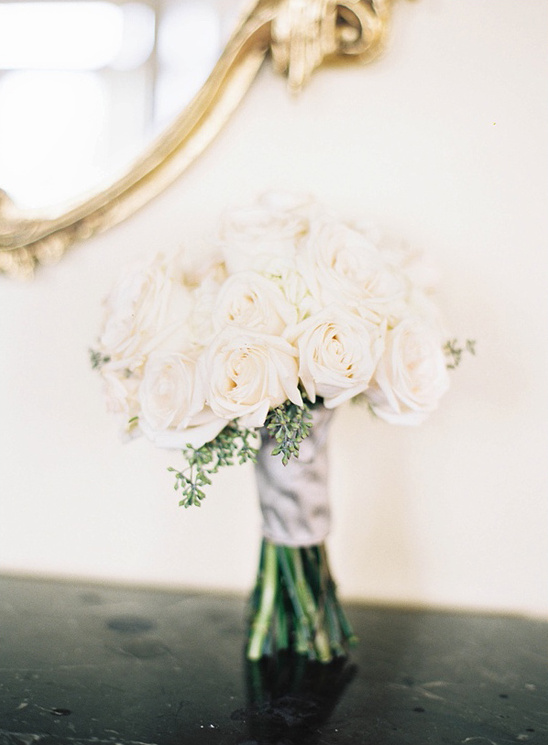 all white rose wedding bouquet