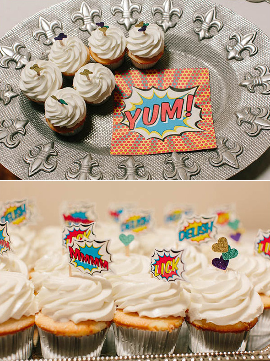 comic book inspired cupcakes @weddingchicks