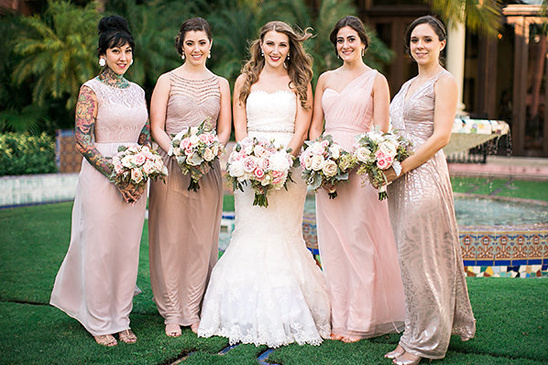assorted pink bridesmaid dresses