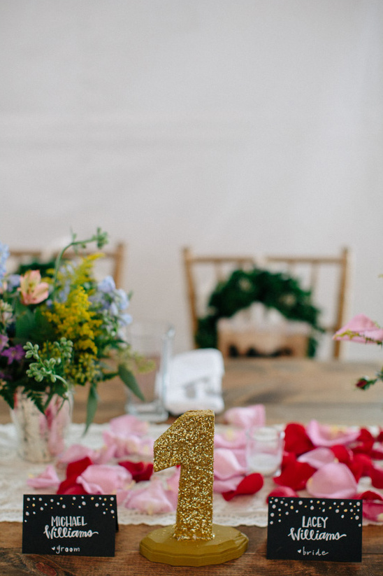 Glitter table number one for Michaels and Laceys wedding