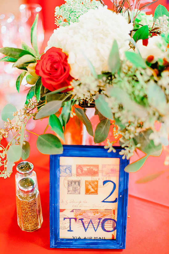 postage inspired table numbers @weddingchicks