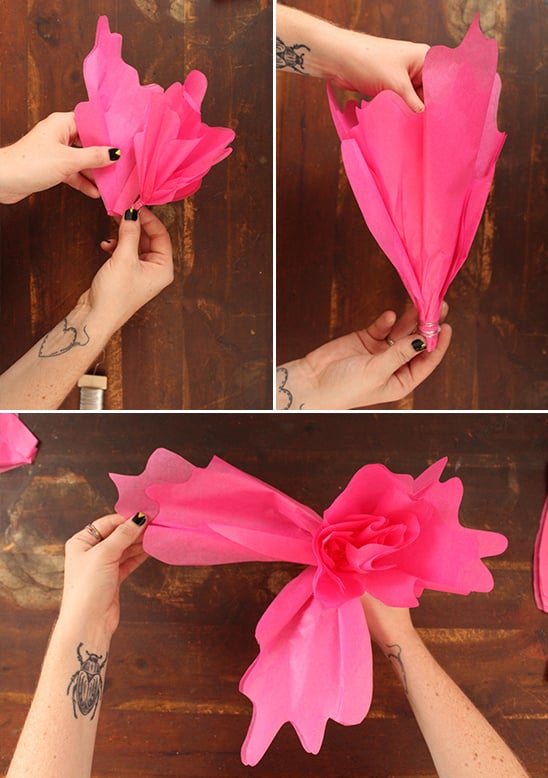 combine smallest petals with larger petals with glue and wire