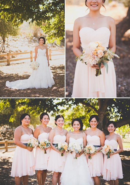 soft peach bridesmaids dresses @weddingchicks