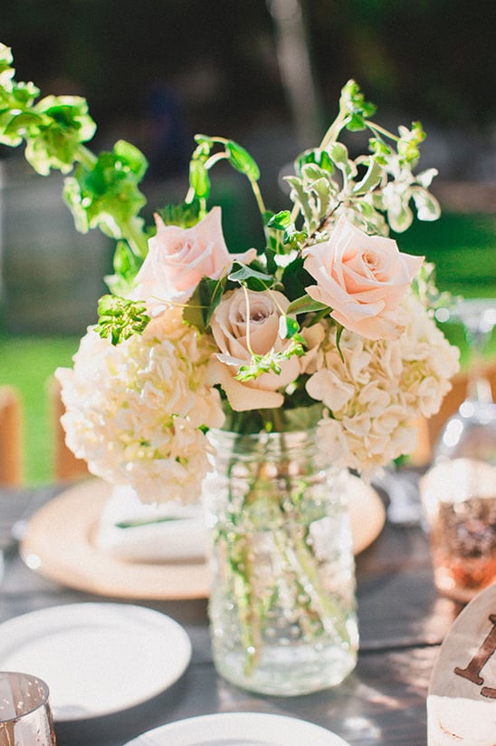 rose and hydrangea centerpiece @weddingchicks