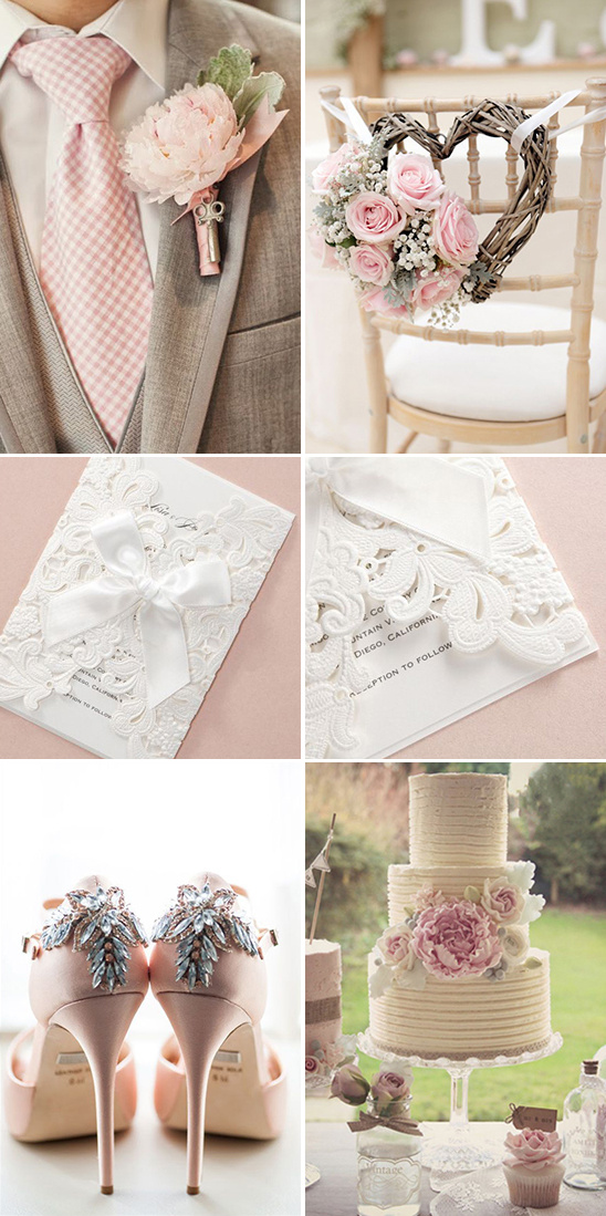 Vintage pink wedding inspiration from B Wedding Invitations @weddingchicks