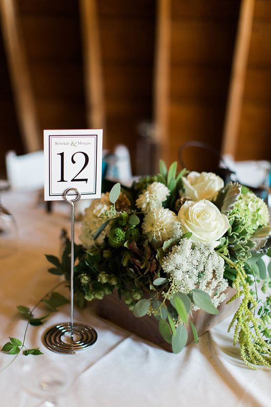 classy table number and centerpiece