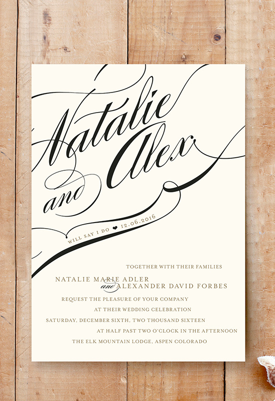 calligraphy wedding invite @weddingchicks