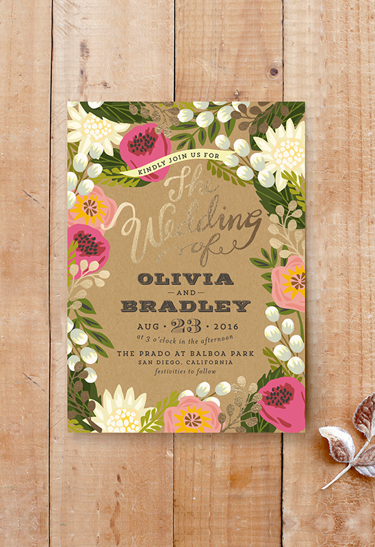 gold and pink wedding invite from Minted @weddingchicks