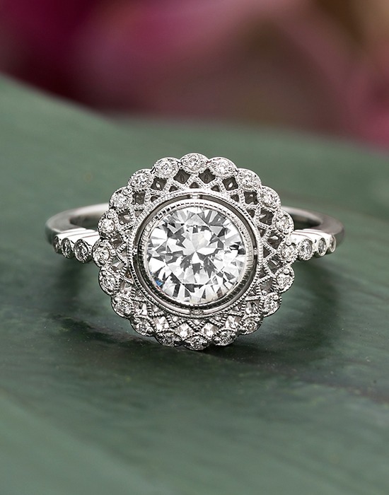 Elegant diamond engagement ring with halo detailing