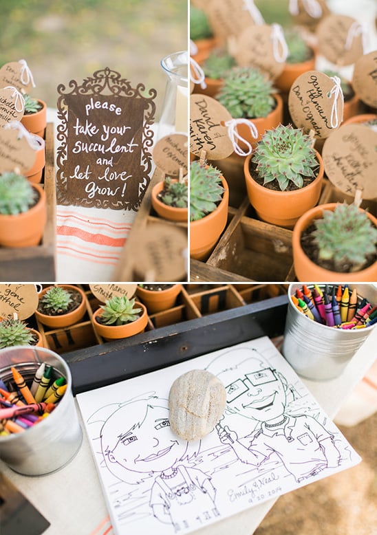 succulent escort cards and coloring pages @weddingchicks