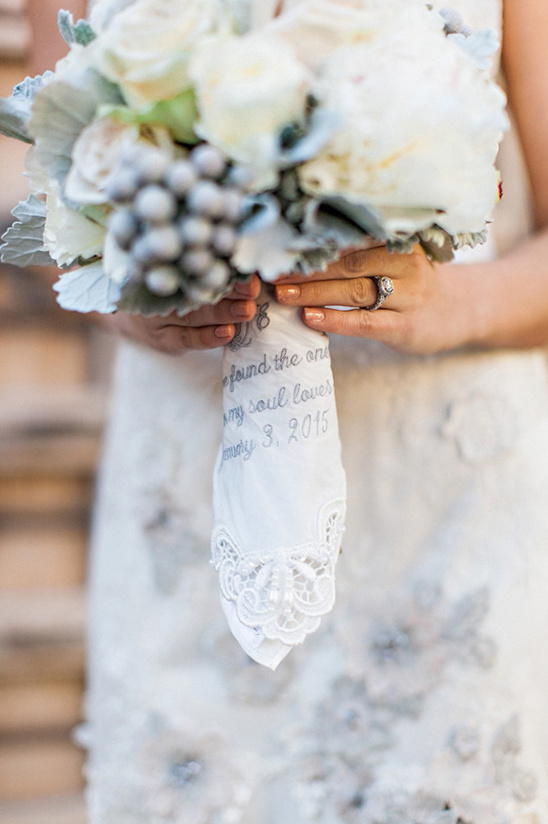 embroidered handkerchief bouquet wrap