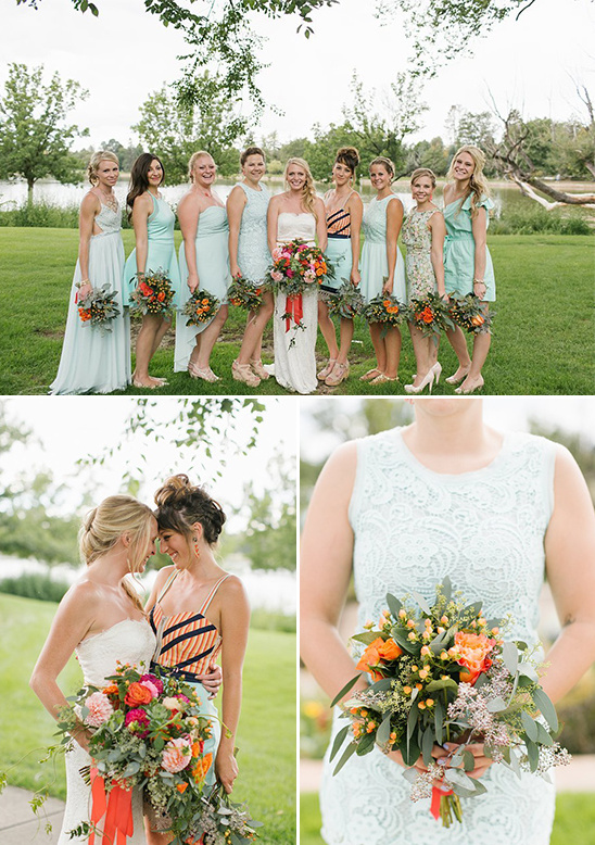 variety of mint bridesmaid dresses @weddingchicks