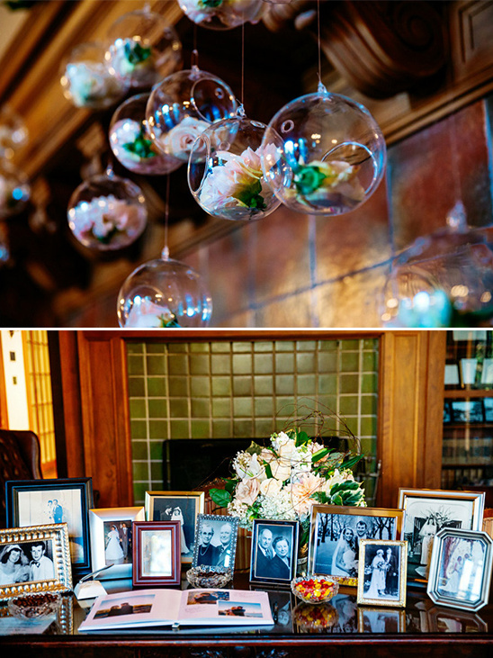 glass ornaments and family photo display @weddingchicks
