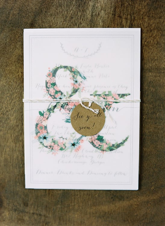 floral ampersand wedding stationery @weddingchicks