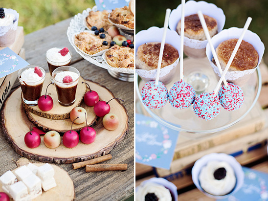 Delicious dessert display with cakes, cherries and sweet treats