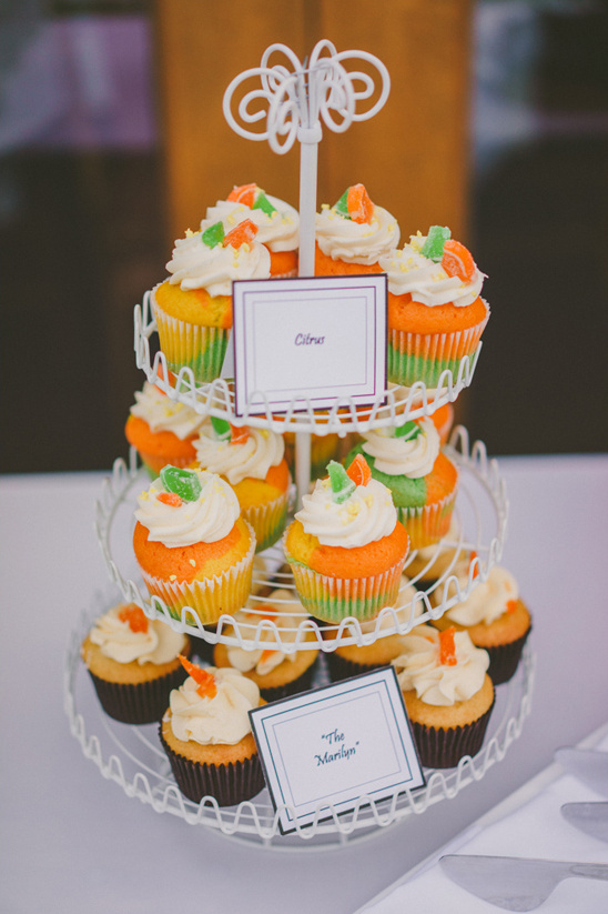 Delicious tiered cupcakes with Citrus and The Marilyn labels