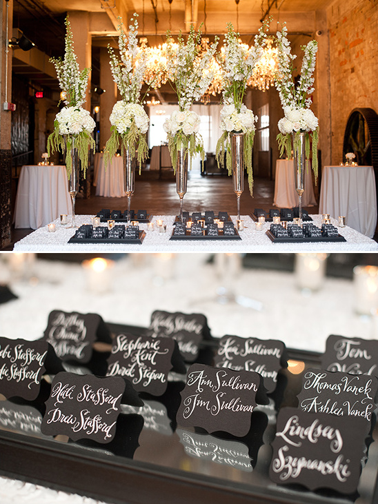 classic black and white escort cards @weddingchicks