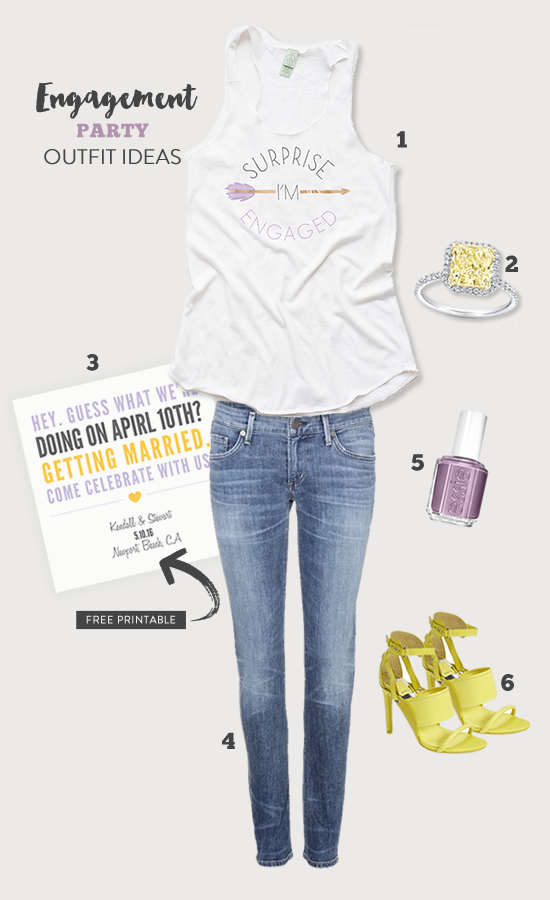 Engagement party outfit ideas with Surprise Im Engaged shirt